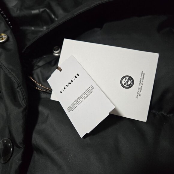 COACH Down Puffer Hooded Coat ~ Women’s ~ Medium ~ Black - Picture 5 of 16